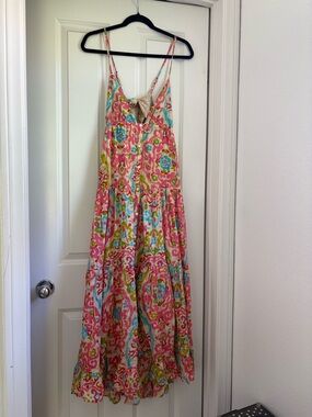House of Harlow 1960 Pink Blue Green Printed Maxi Dress